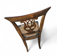 4 x elm dining chair with a carved back frame in a rosette / France / 1890-1900