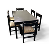 Rare dining set / Italy / 1970s/
solid black painted wood / 6 x chair / matching table