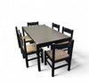 Rare dining set / Italy / 1970s/
solid black painted wood / 6 x chair / matching table