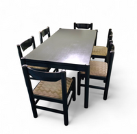 Rare dining set / Italy / 1970s/
solid black painted wood / 6 x chair / matching table