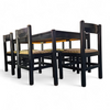 Rare dining set / Italy / 1970s/
solid black painted wood / 6 x chair / matching table