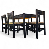 Rare dining set / Italy / 1970s/
solid black painted wood / 6 x chair / matching table