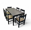 Rare dining set / Italy / 1970s/
solid black painted wood / 6 x chair / matching table