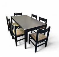 Rare dining set / Italy / 1970s/
solid black painted wood / 6 x chair / matching table