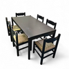 Rare dining set / Italy / 1970s/
solid black painted wood / 6 x chair / matching table