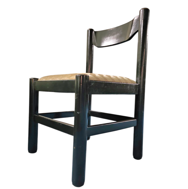 Rare dining set / Italy / 1970s/
solid black painted wood / 6 x chair / matching table
