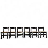 Rare dining set / Italy / 1970s/
solid black painted wood / 6 x chair / matching table