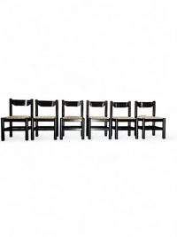 Rare dining set / Italy / 1970s/
solid black painted wood / 6 x chair / matching table