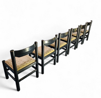 Rare dining set / Italy / 1970s/
solid black painted wood / 6 x chair / matching table