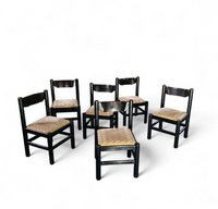 Rare dining set / Italy / 1970s/
solid black painted wood / 6 x chair / matching table