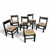Rare dining set / Italy / 1970s/
solid black painted wood / 6 x chair / matching table