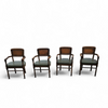 4 x RAC Royal English dining chairs / green leather cushions