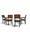 4 x RAC Royal English dining chairs / green leather cushions