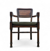 4 x RAC Royal English dining chairs / green leather cushions