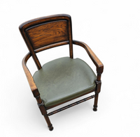 4 x RAC Royal English dining chairs / green leather cushions