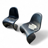 2 x 1959 Verner Panton Early Fiberglass S Chairs for Herman Miller / overpainted