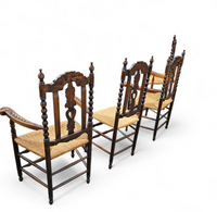8 ( 2 x armrest ) x Ornate wood / bobbin / wicker Dining Chair / studded chairs
