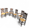 8 ( 2 x armrest ) x Ornate wood / bobbin / wicker Dining Chair / studded chairs