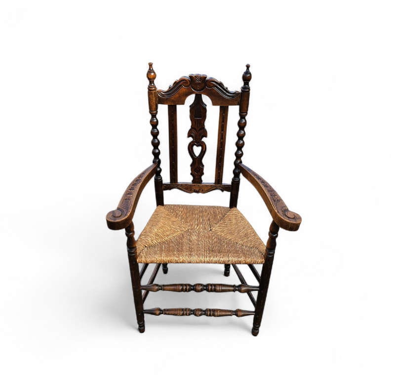 8 ( 2 x armrest ) x Ornate wood / bobbin / wicker Dining Chair / studded chairs