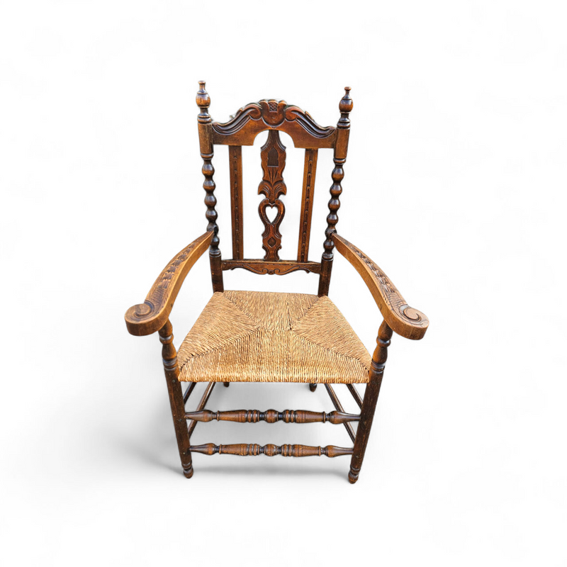 8 ( 2 x armrest ) x Ornate wood / bobbin / wicker Dining Chair / studded chairs