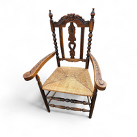 8 ( 2 x armrest ) x Ornate wood / bobbin / wicker Dining Chair / studded chairs