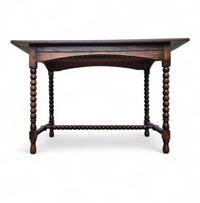 Ornate wood studded bobbin table / desk