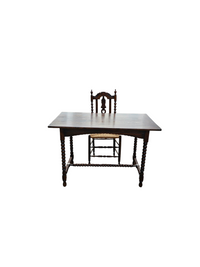 Ornate wood studded bobbin table / desk