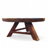 Round brutalis coffee table with brass / copper top / 1960s