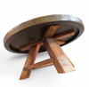 Round brutalis coffee table with brass / copper top / 1960s
