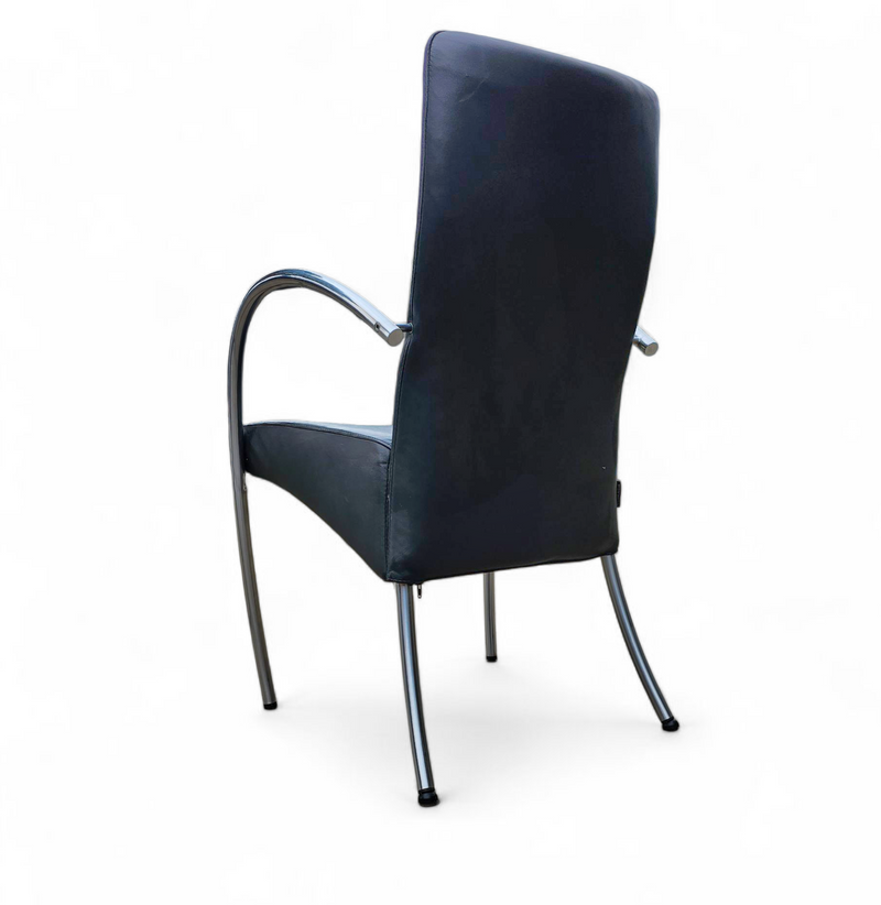 6 x rare leather dining chair by Hennie de Jong / 1990s