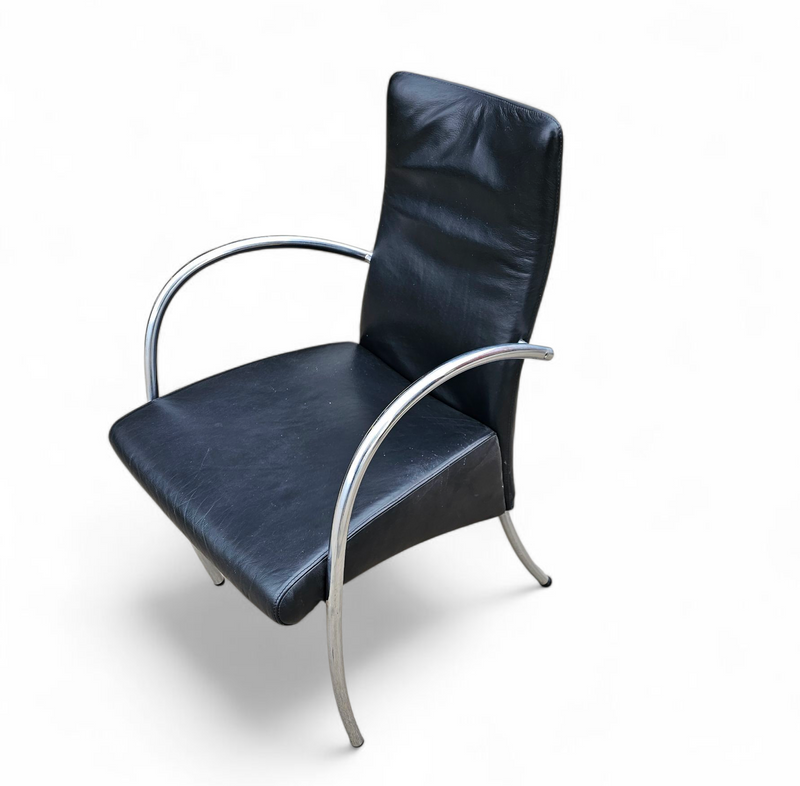 6 x rare leather dining chair by Hennie de Jong / 1990s