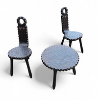 Brutalist chairs / side table / Spain 1970s