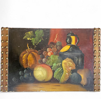 A VINTAGE FLORAL PAINTED DOME TOP TRUNK