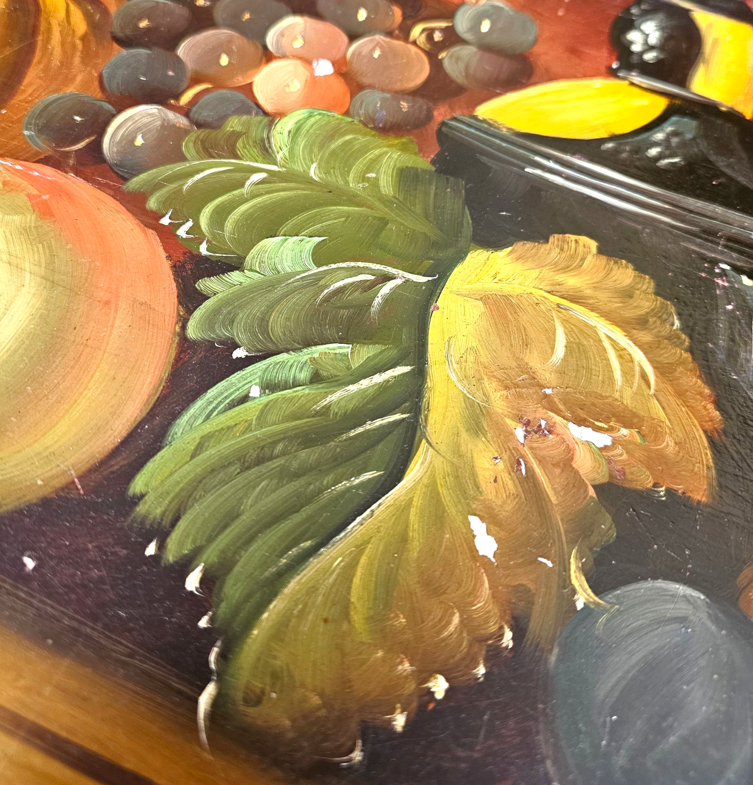 A VINTAGE FLORAL PAINTED DOME TOP TRUNK