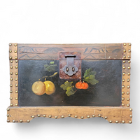 A VINTAGE FLORAL PAINTED DOME TOP TRUNK