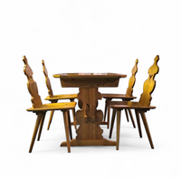 Cepelia Tiroler Chairs / table / set of 5 / Poland 1960s / marked