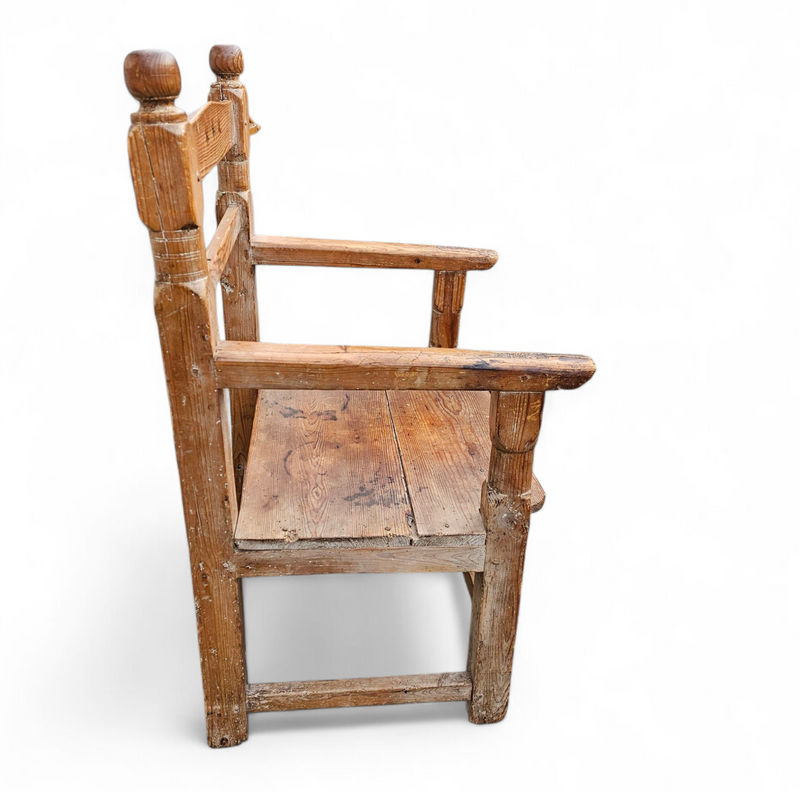 Old Spanish pine wood arm chair