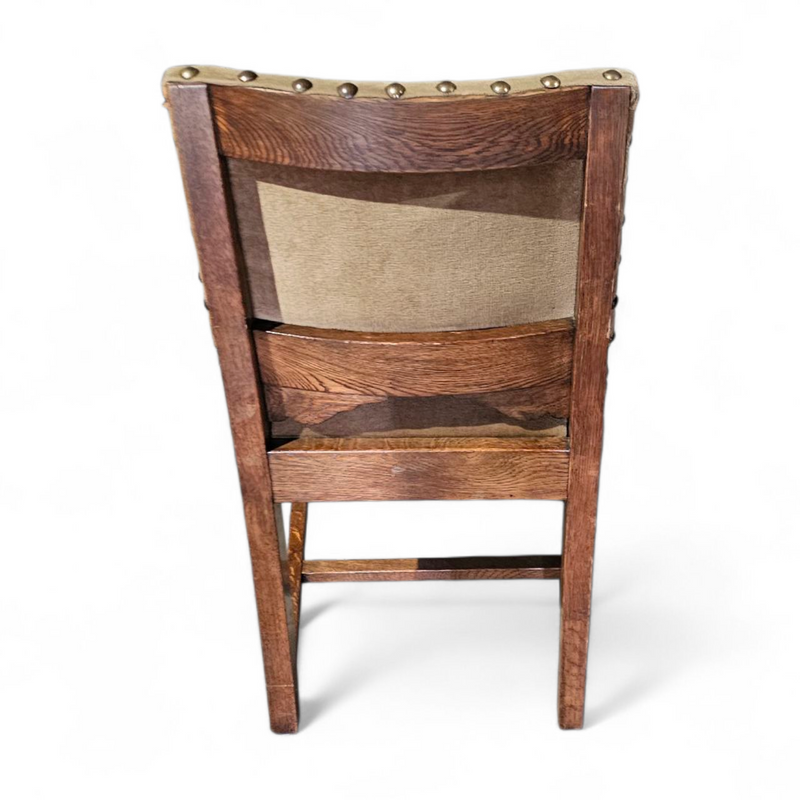 Jacobean / Tudor style / Oak chairs / Green velvet / 1930s