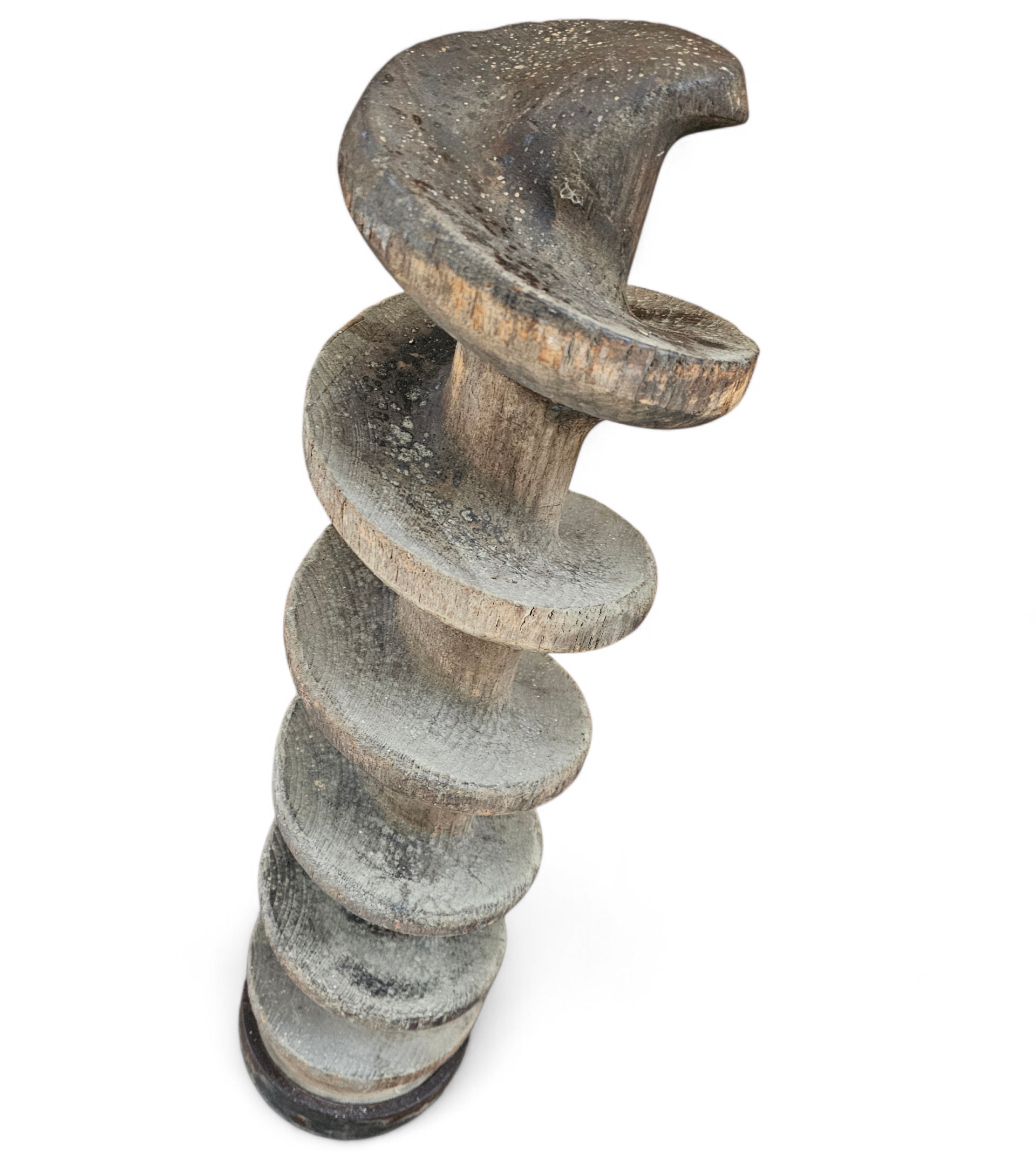 Old industrial wooden screw pump / height 80 cm