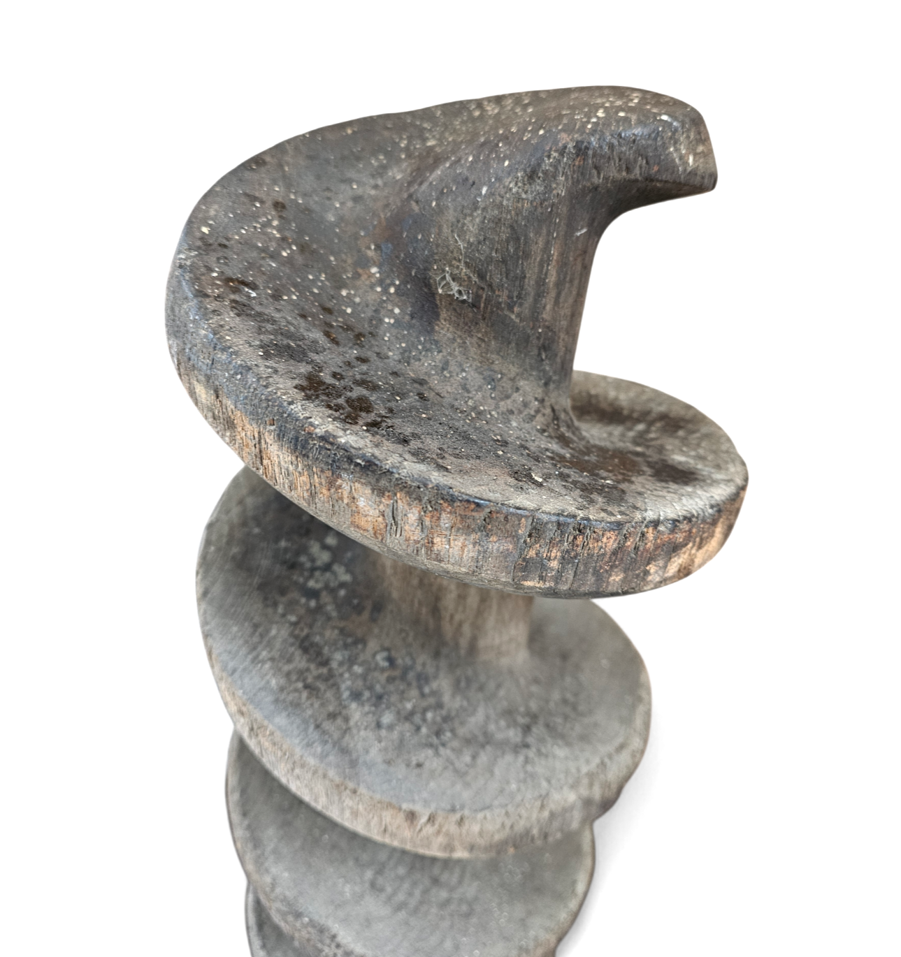 Old industrial wooden screw pump / height 80 cm