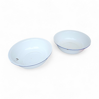 2 x large early 20th century deep enamelware bowls / Bumper Harvest