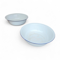 2 x large early 20th century deep enamelware bowls / Bumper Harvest