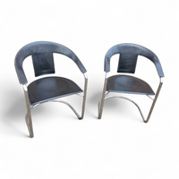 Set Black Saddle Leather Dining Chairs by a. Rizzatto for Lo Studio / Italy 1980