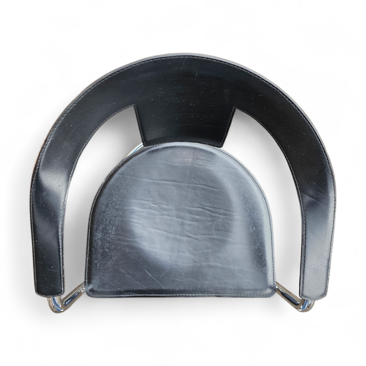 Set Black Saddle Leather Dining Chairs by a. Rizzatto for Lo Studio / Italy 1980