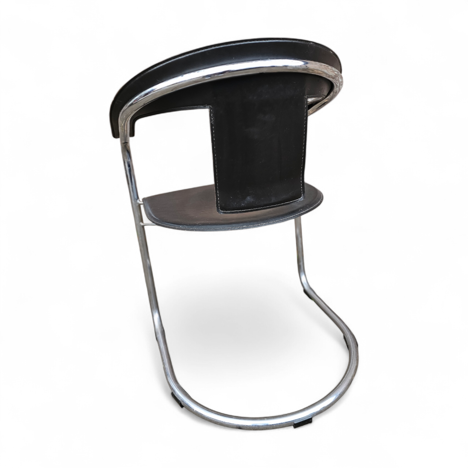 Set Black Saddle Leather Dining Chairs by a. Rizzatto for Lo Studio / Italy 1980