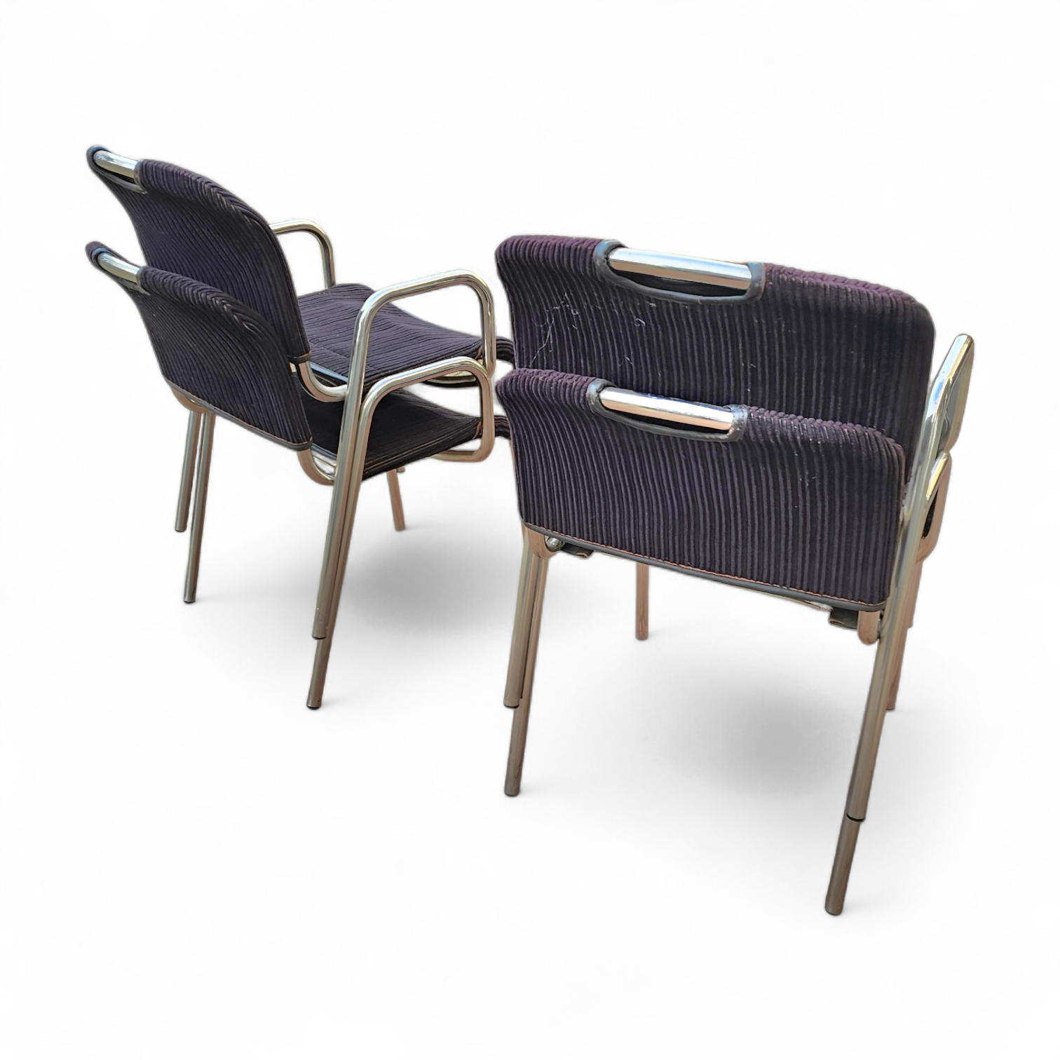 4 x black upholstery Castiglietta dining Chairs by Castiglioni for Zanotta / Italy 1960s