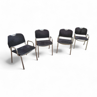 4 x black upholstery Castiglietta dining Chairs by Castiglioni for Zanotta / Italy 1960s