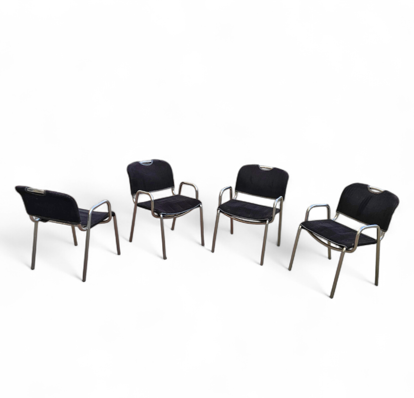 4 x black upholstery Castiglietta dining Chairs by Castiglioni for Zanotta / Italy 1960s
