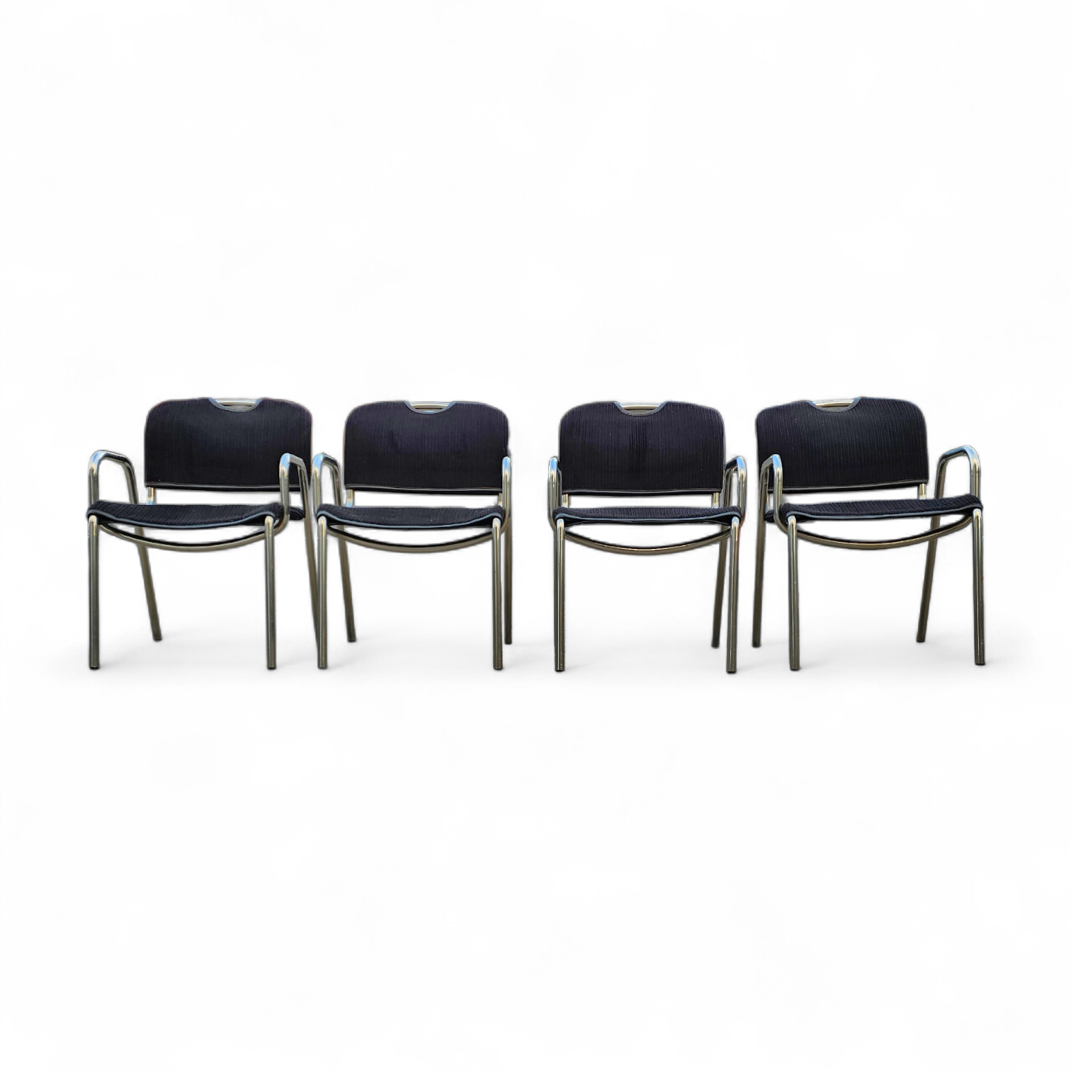 4 x black upholstery Castiglietta dining Chairs by Castiglioni for Zanotta / Italy 1960s
