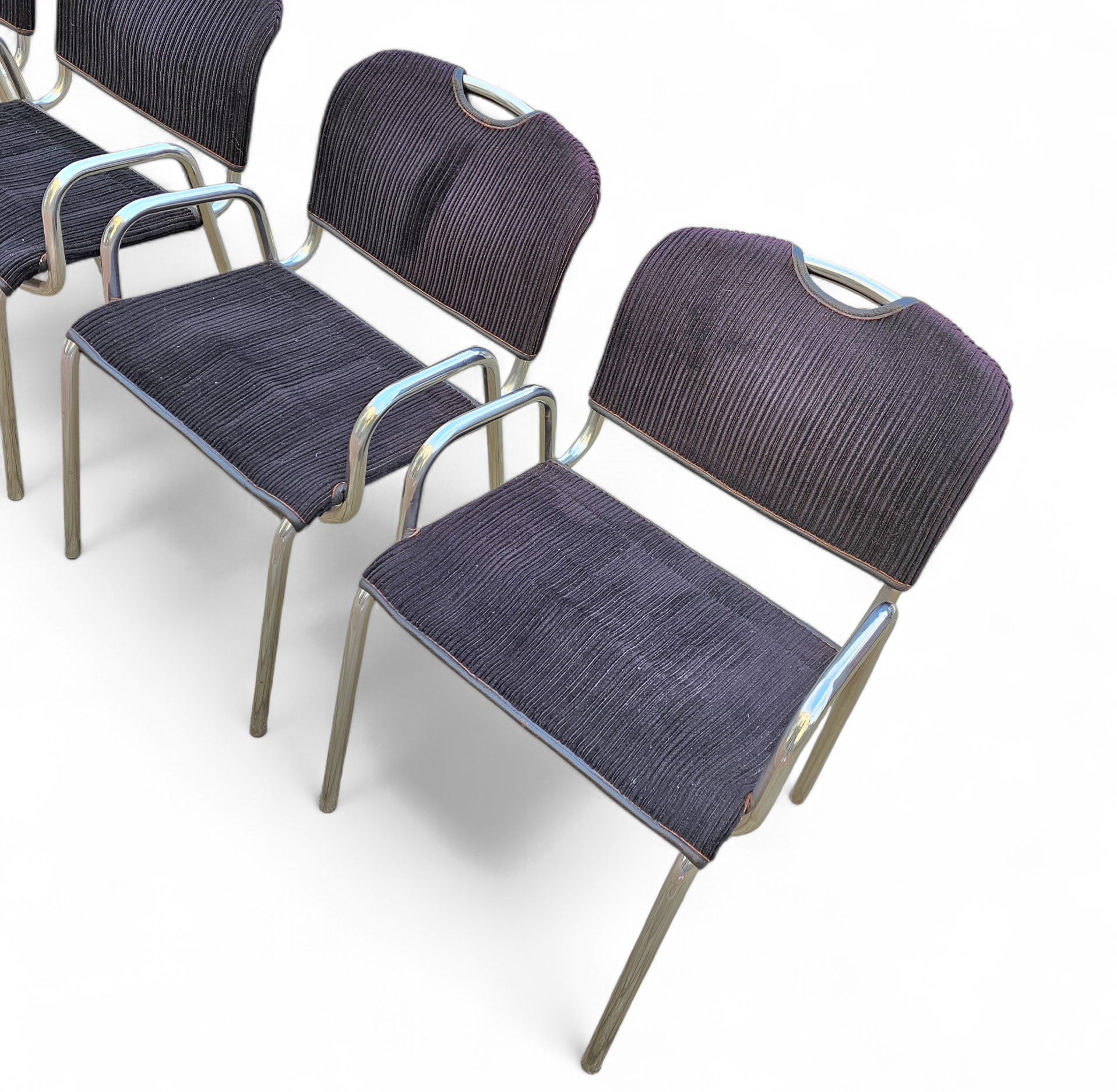 4 x black upholstery Castiglietta dining Chairs by Castiglioni for Zanotta / Italy 1960s